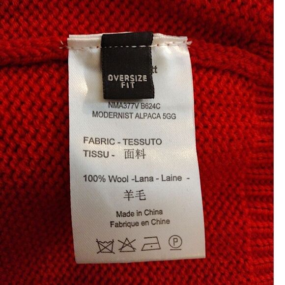 Neil Barrett Oversize Fit Modernist Alpaca Wool Sweater, Large, Red/Black/White - Picture 8 of 9